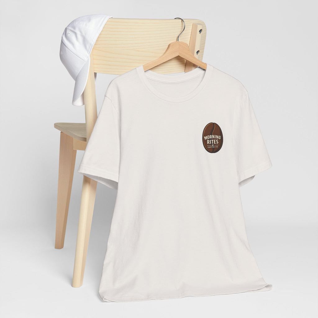 Morning Rites Coffee Tee — Small Chest Logo Coffee Lovers T‑Shirt