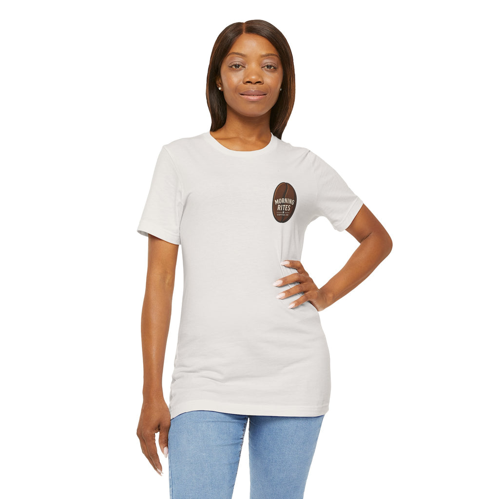 Morning Rites Coffee Tee — Small Chest Logo Coffee Lovers T‑Shirt