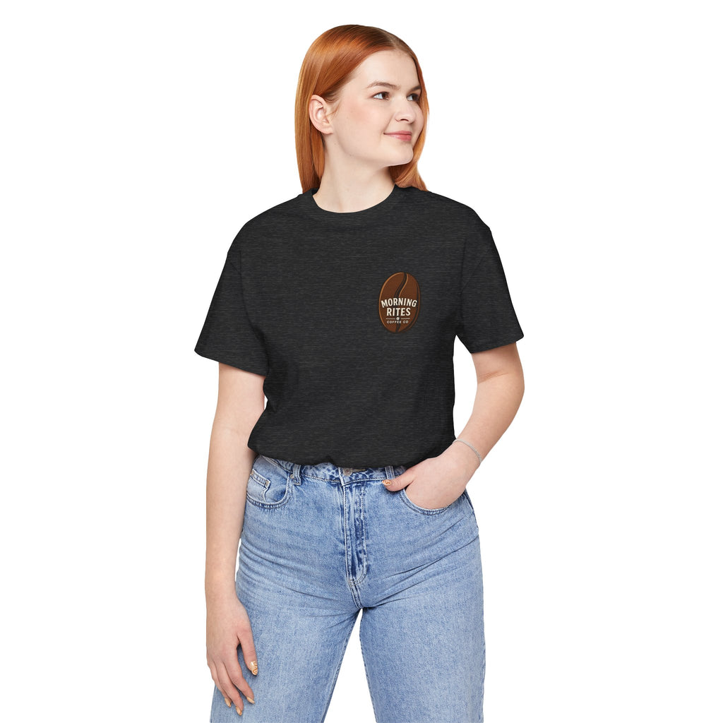 Morning Rites Coffee Tee — Small Chest Logo Coffee Lovers T‑Shirt