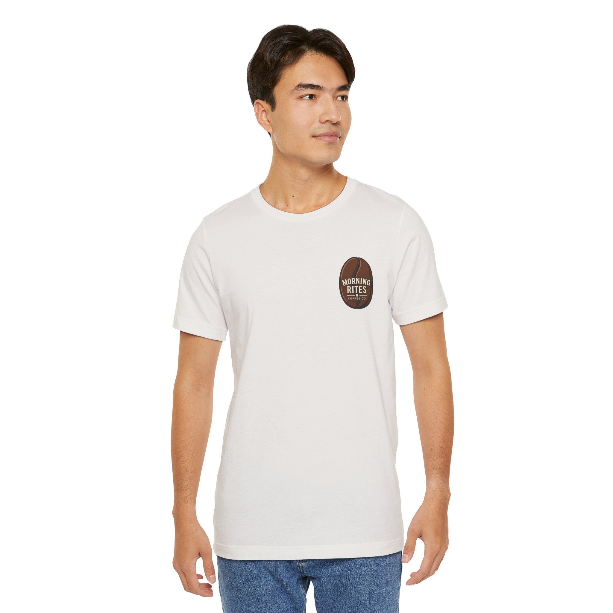 Morning Rites Coffee Tee — Small Chest Logo Coffee Lovers T‑Shirt